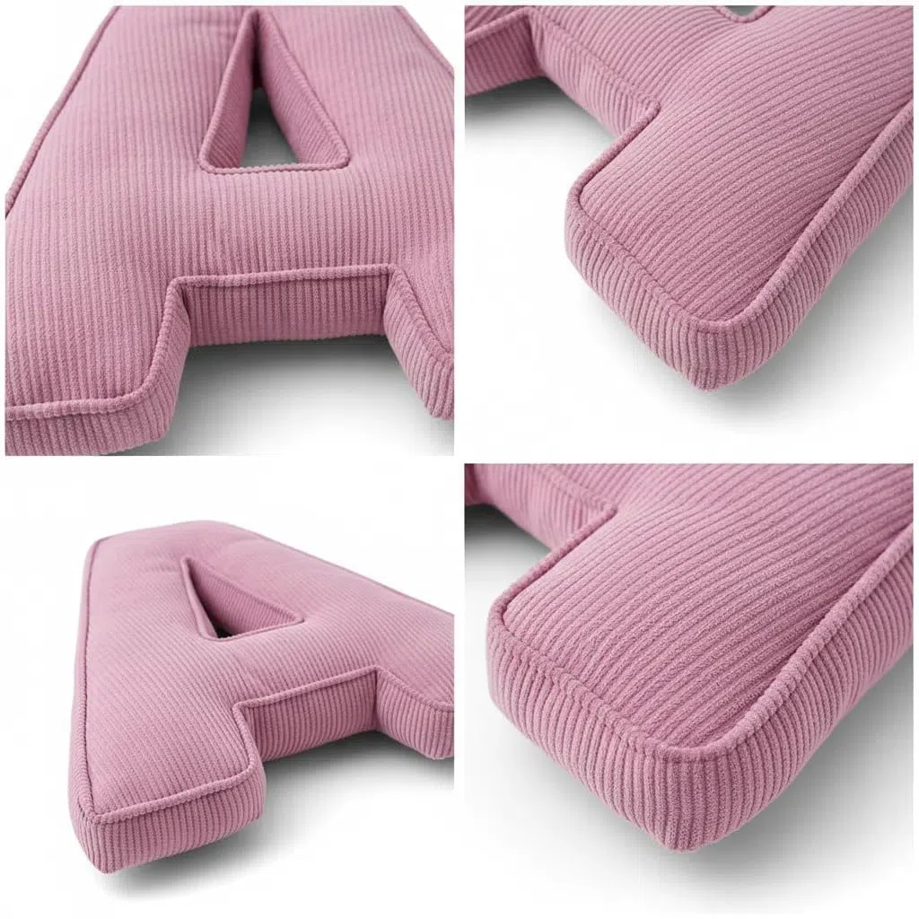 Cuscino decorativo a forma di lettera, in velluto a coste rosa, 34 x 36 cm, morbido cuscino in peluche per soggiorno, camera da letto (M)