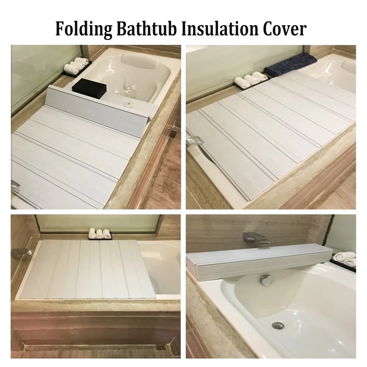 Copertura Vasca da Bagno Coprivasca Pieghevole, Pannello Isolante Impermeabile E Antipolvere Per Vasche Da Bagno, Coprivasca A Tapparella In PVC, Si Utilizza Per Vasche Da Bagno Con Larghezza Di 66cm/