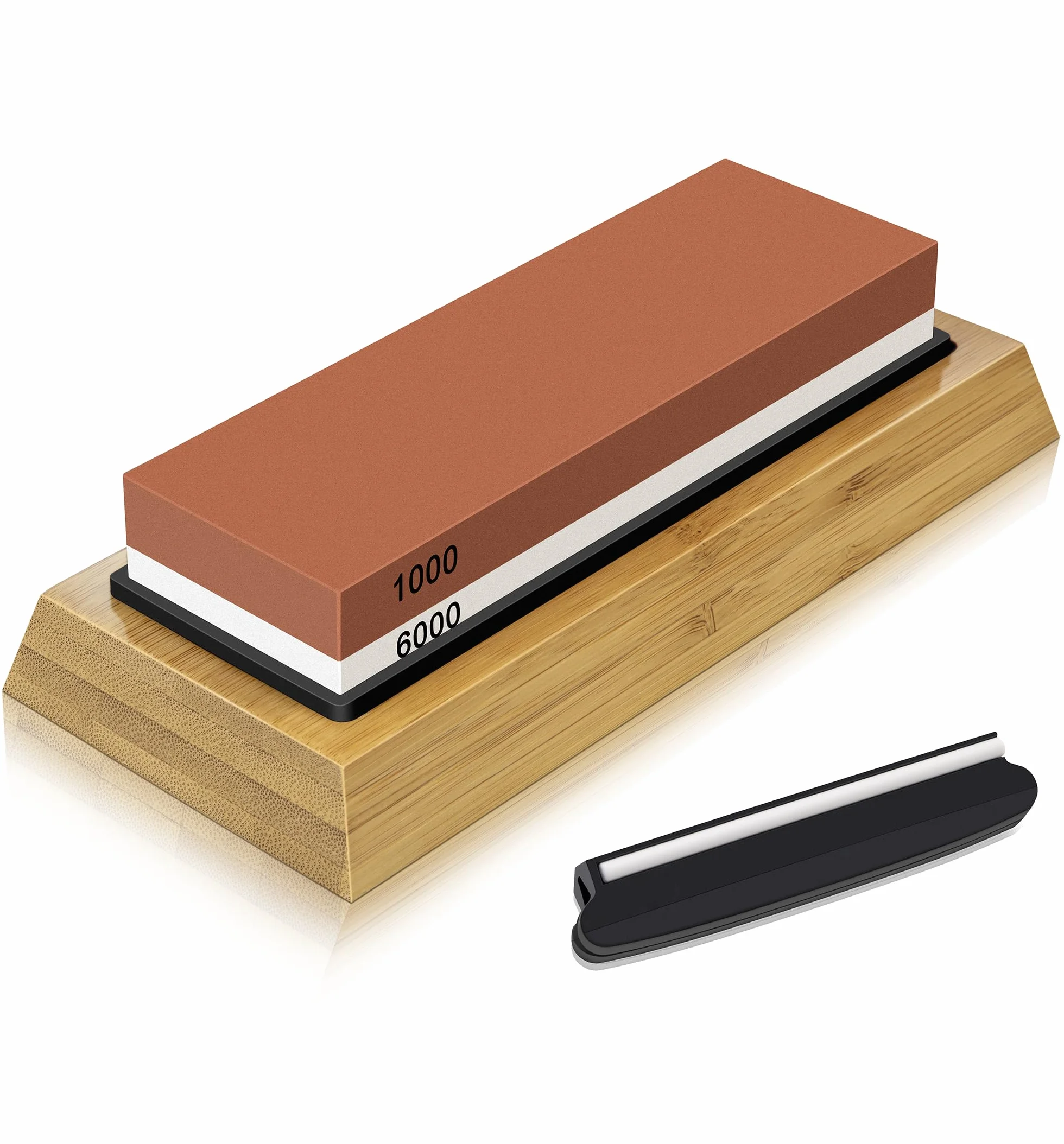 SHAN ZU Pietra Affilacoltelli, 1000/6000 Grana Giapponese Pietra per Affilare Coltelli, 2-in-1 Pietra Affilatura Professionale con Guida Angolare & Supporto in Silicone Antiscivolo