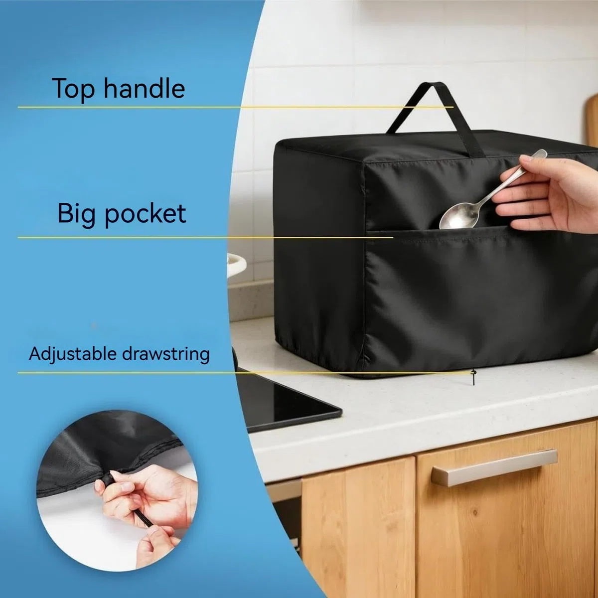 Copertura Protettiva per Affettatrice in Tessuto Oxford 600D Impermeabile e Antipolvere - Custodia Universale con Tasche Portaoggetti e Manici per Cucina (Marrone, 52 * 45 * 38cm)