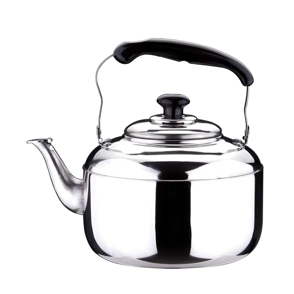 Fenteer Bollitore per tè Fischietto Teiera in Acciaio Inox per Cucina A Casa Campeggio All'aperto Stufa A Gas 4L/5L/6L - Argento, 4L