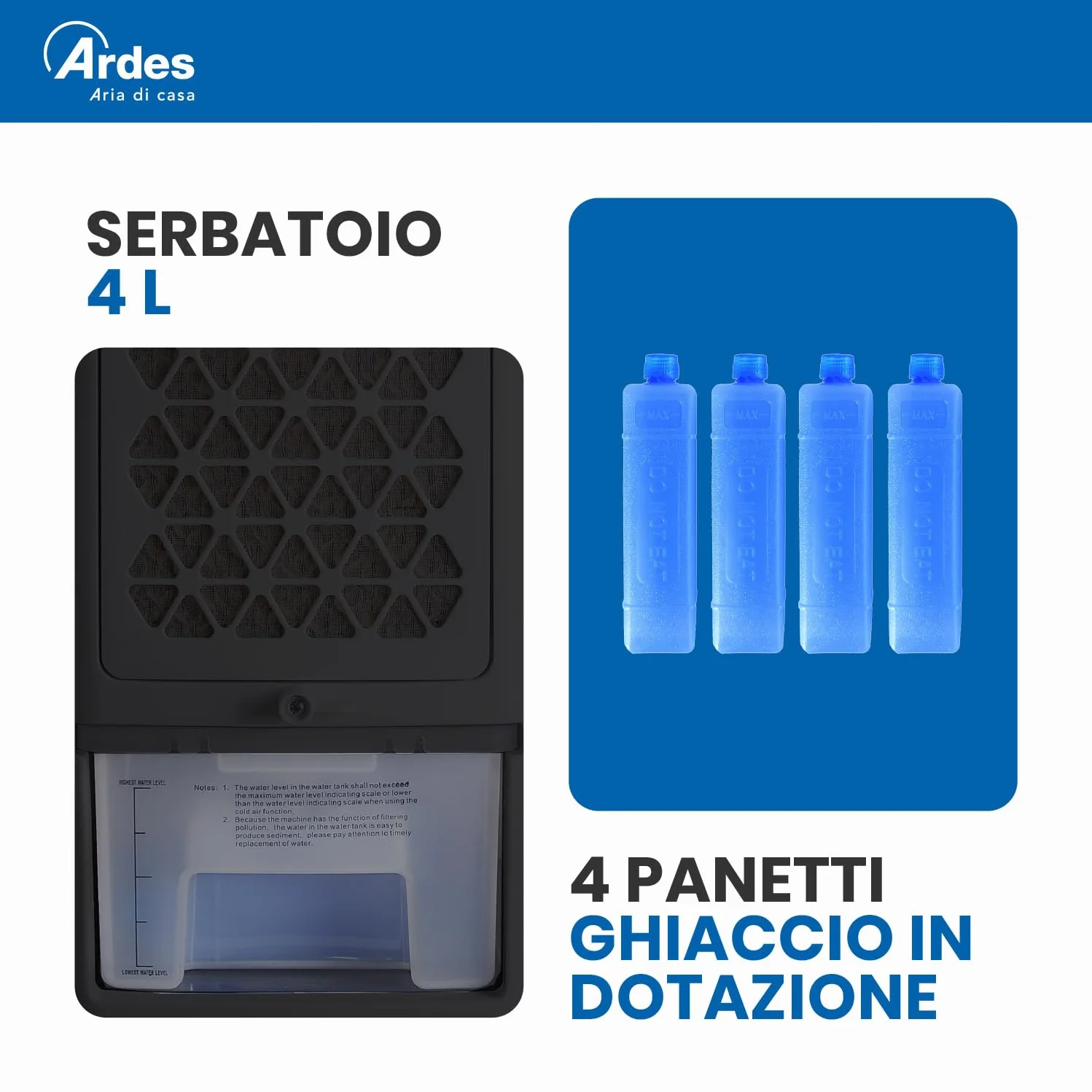 Ardes AR5AMR08 Penny Raffrescatore Evaporativo d'Ambiente con Ruote Digitale Timer e Telecomando capacità Serbatoio 4 L, Nero