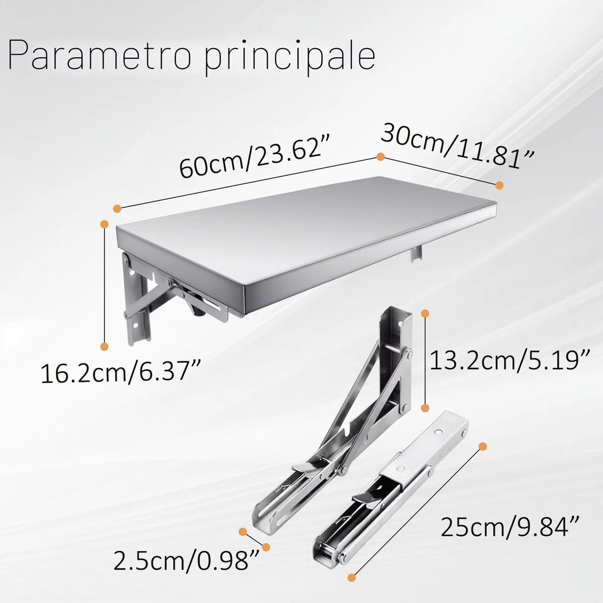 TAIMIKO - Mensola da parete in acciaio inossidabile, pieghevole, a parete, per cucina commerciale, food truck, ristorante, garage, lavanderia, stanza utilità, tavolo pieghevole per lavanderia (60 cm)