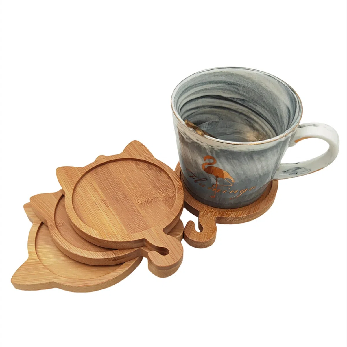 4 Sottobicchieri a Mosaico in Bambù, Vassoi Con Base Vuota per Artigianato Fai Da Te, Forniture per Mosaico, Piatti Artistici (Gatto)