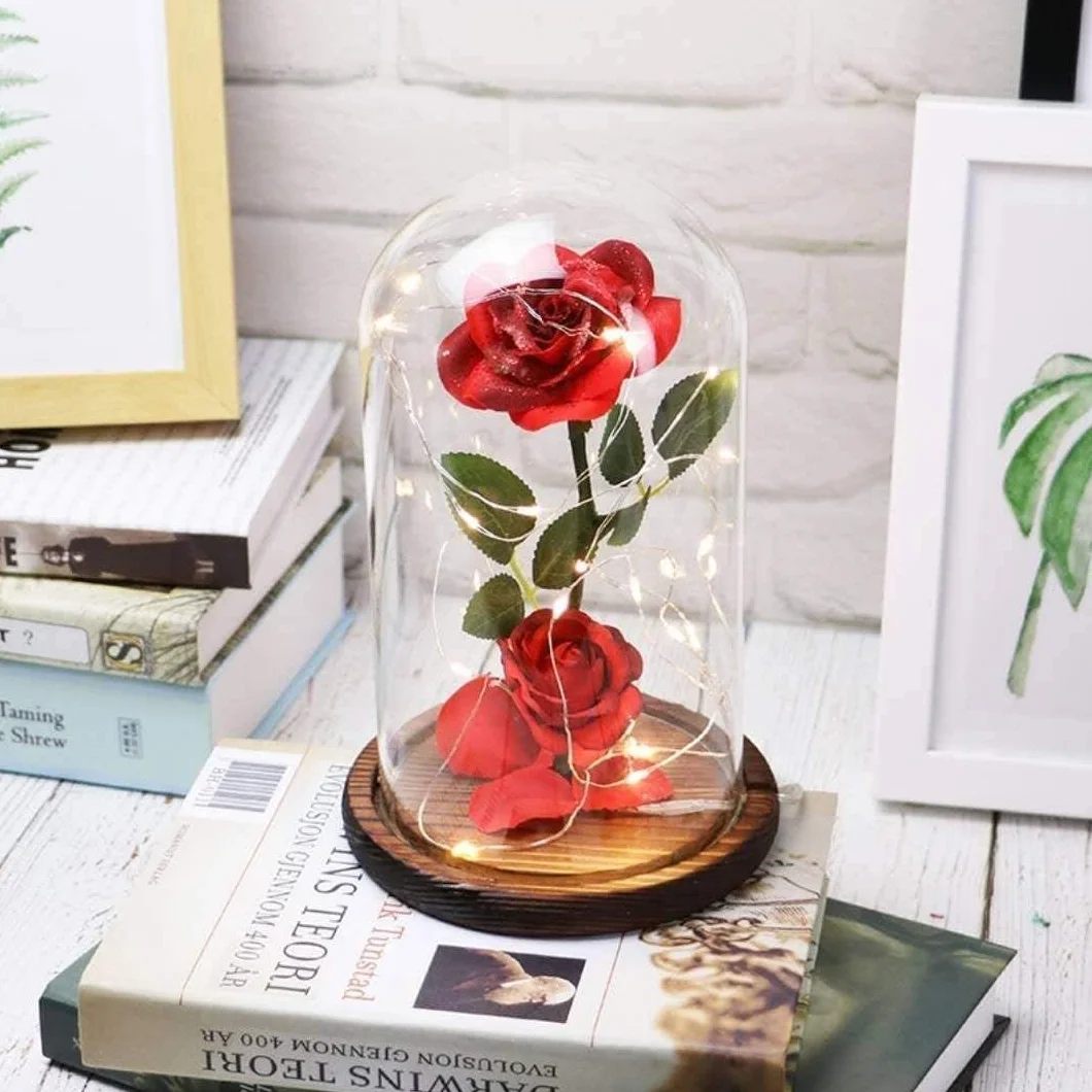 La Bella e la Bestia Rose Eterna, Rosa Incantate in Cupola di Vetro con Luci Calde, Rosà Stabilizzata Regalo per San Valentino, la Festa della Mamma, Anniversario, Moglie, Fidanzata