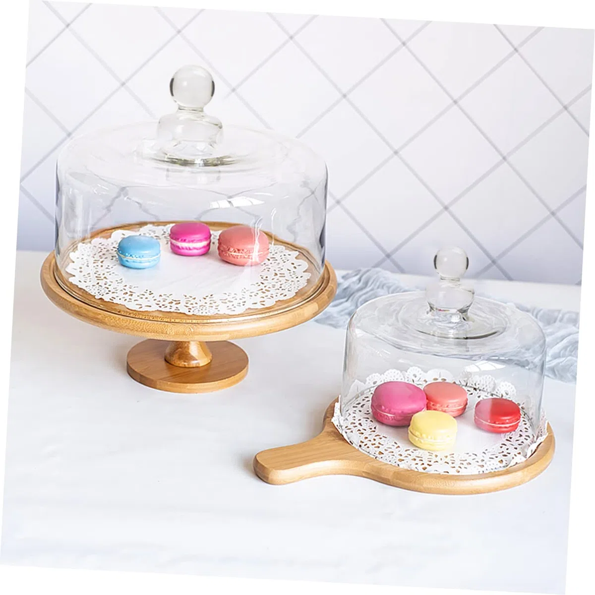 Copertura in Vetro Trasparente Antipolvere per Dolci e Frutta, Portatile, Adatta a Dessert e Feste Cocktail, Conservabile in Frigorifero,