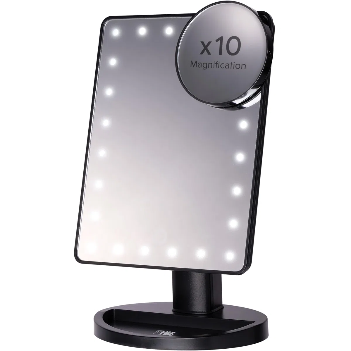 H&S Specchio Trucco con Luci LED Luminose - Specchi Regalo Donna e Uomo Regolabili - Specchio Makeup Rotondo a Punti di Ingrandimento 10x - Specchietto con Luce Trucco