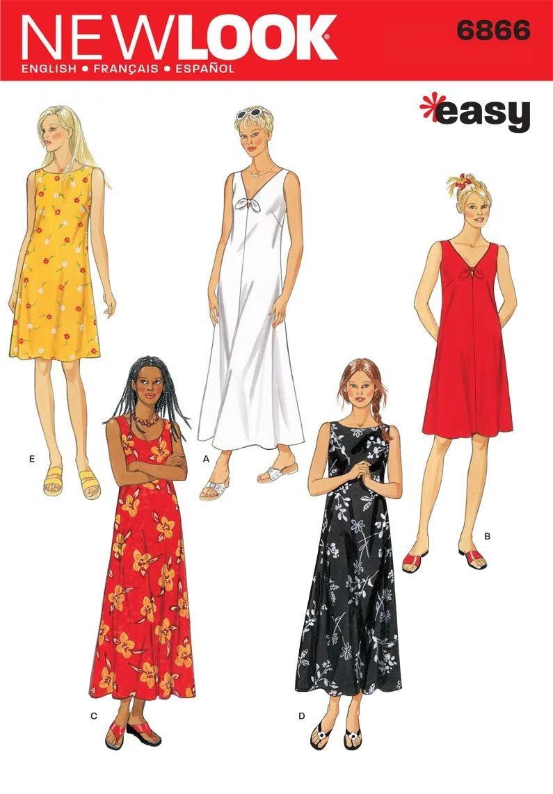 New Look 6866, Cartamodello per Vestito Donna, Livello Facile