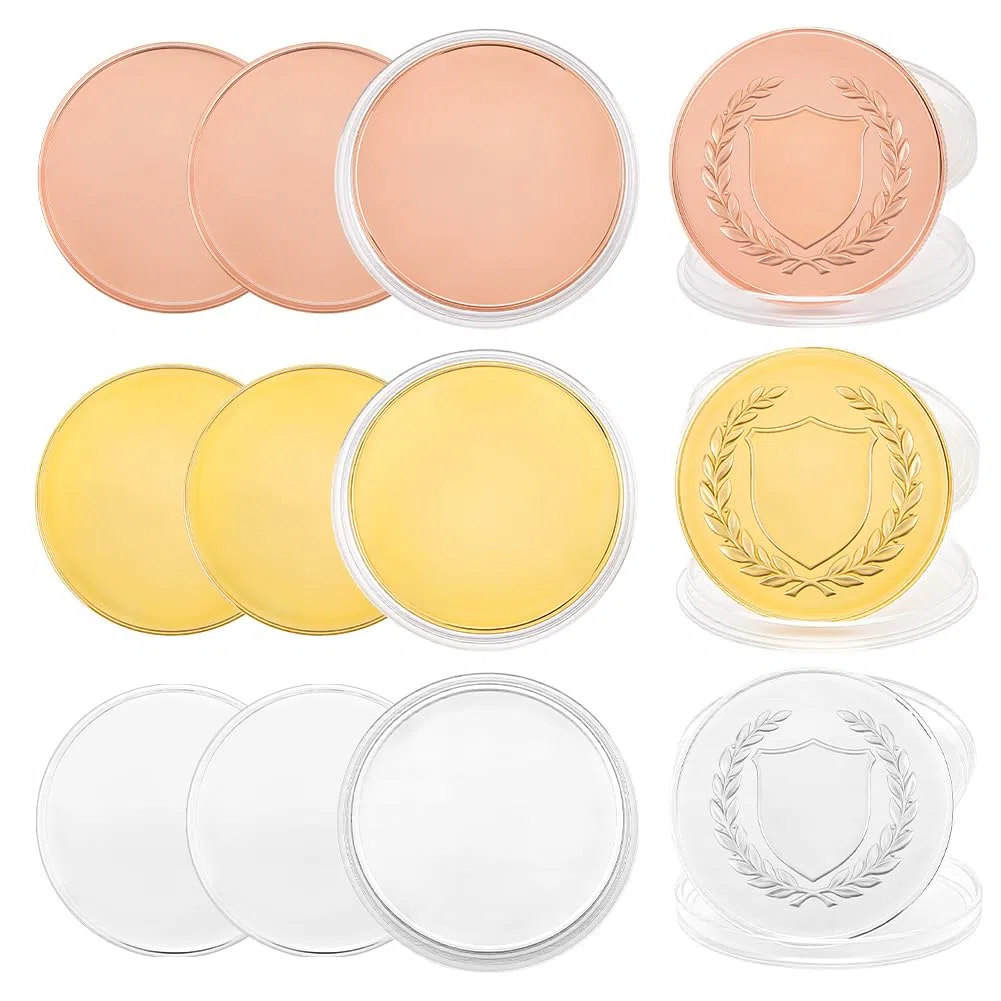 BENECREAT 12 pz di Moneta Da Sfida Vuota Da 3mm, 40 colori, per Incisione Laser, Monete Incise In Bianco per Artigianato Fai Da Te, Compleanni, Viaggi, Collezioni Commemorative
