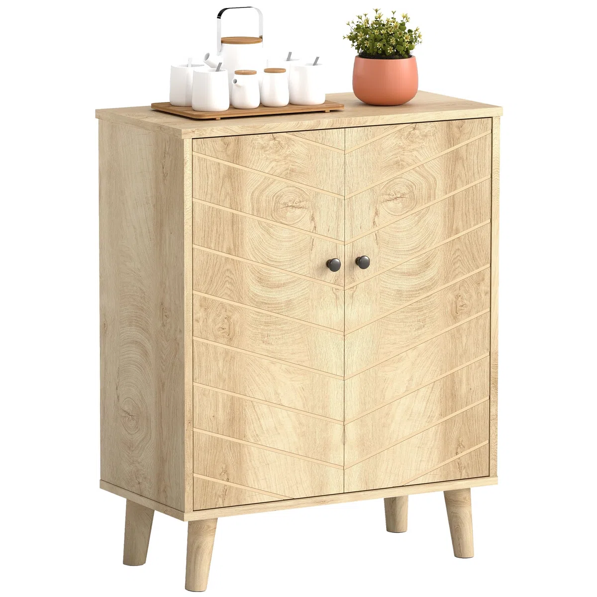 HOMCOM Credenza per Soggiorno Mobile multiuso Stile vintage per Cucina con 2 Ripiani interni, in Truciolato, 60x30x76cm, Color Legno