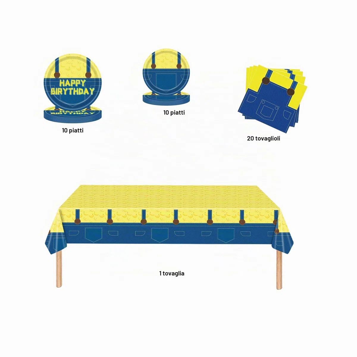 Kit Compleanno Stoviglie per Feste Banana Decorazioni per Yellow Forniture per Feste