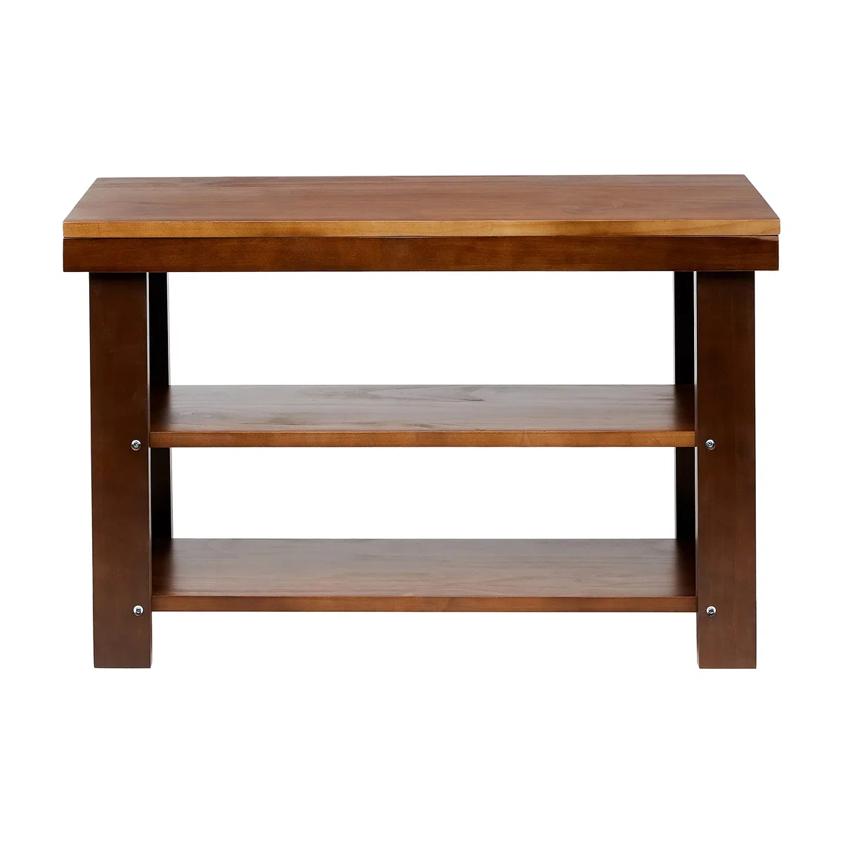 Amazon Basics Panca portaoggetti da ingresso, in legno di pino massiccio, scarpiera, a 3 livelli, per corridoio, in legno di pino massiccio, Espresso, 70 x 26 x 45 cm