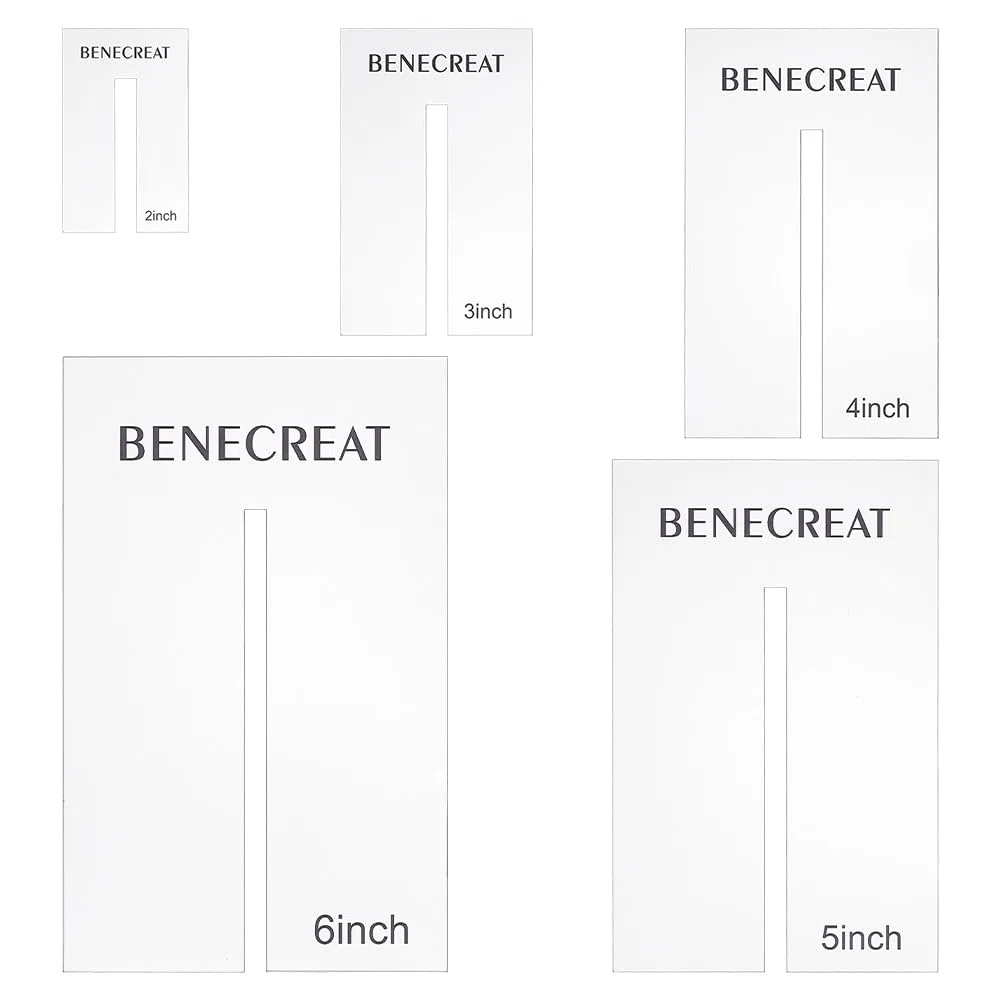 BENECREAT 5 pezzi modelli di produttore di arco, tavole a fiocco in acrilico 5/ 7,6/ 10/ 12,7/ 15,2 cm, strumento da cucito artigianale per la fabbricazione di nodi, artigianato, fessura: 8 mm
