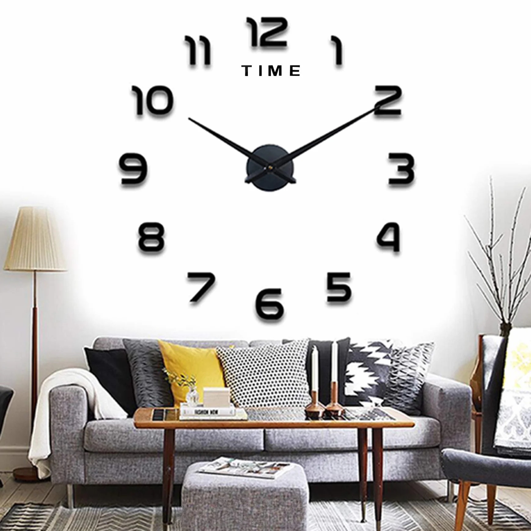 Yolistar Moderno Orologio Da Parete Fai Da Te, 3D Adesivo Orologio Parete Decorazione, Silenzioso Facile da Montare Parete Decorazione per Casa, Ufficio, Hotel, Nero
