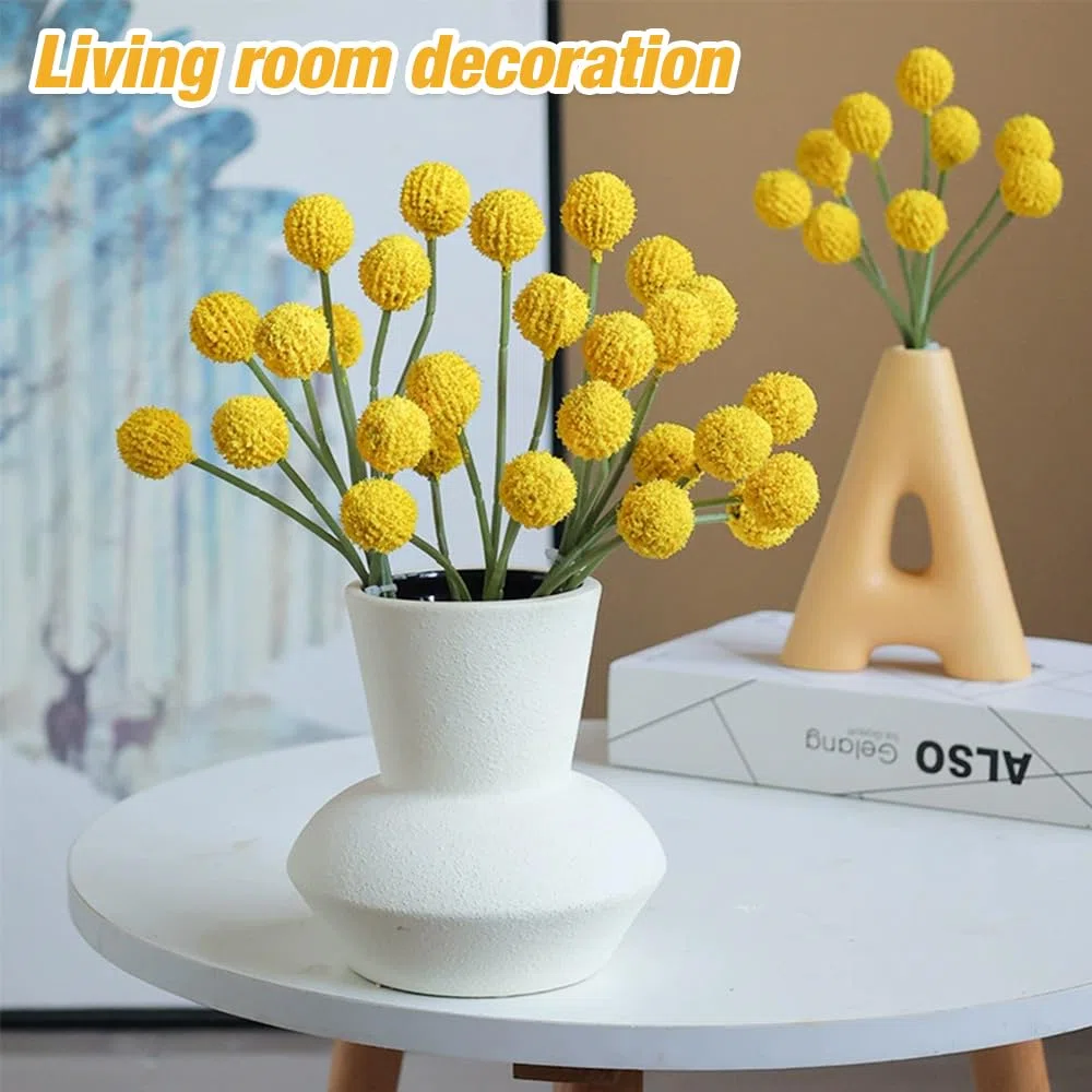 Billy - 50 palline con fiori secchi gialli, per composizioni floreali fai da te, matrimoni, casa, vaso alto