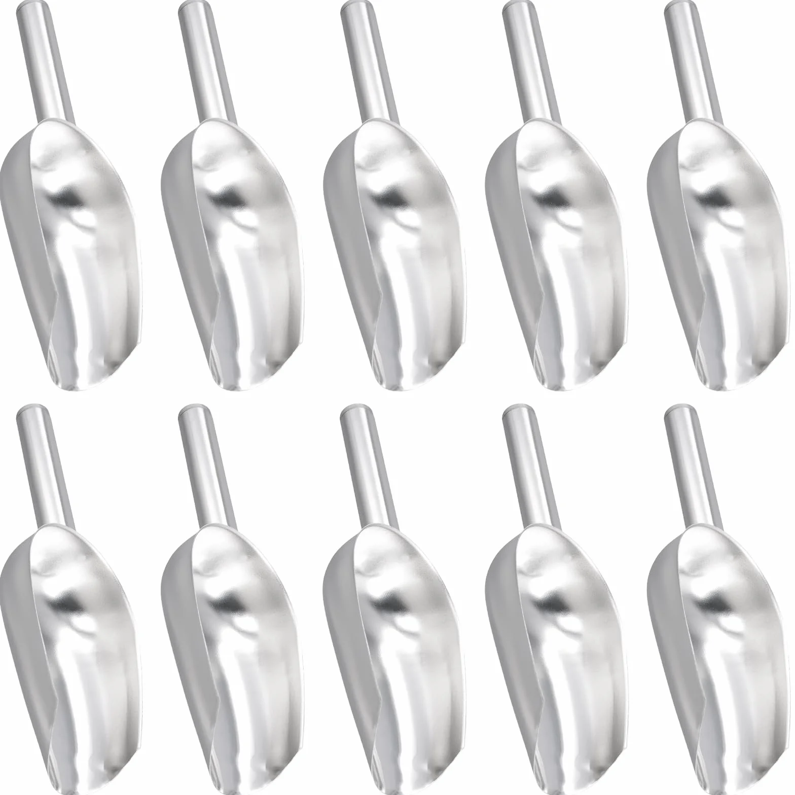10 Paletta Ghiaccio, Paletta per Ghiaccio in acciaio inox multiuso, per alimenti feste da bar in cucina, per farina, cereali, noci, chicchi di caffè, 19 cm