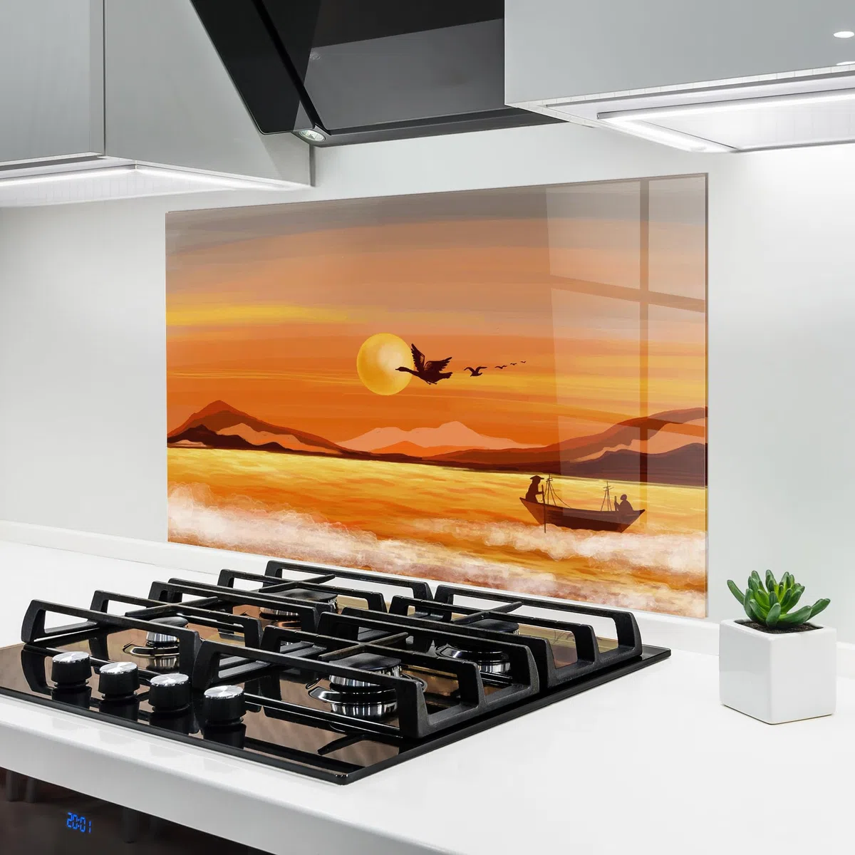 ARTHUB® Paraschizzi Cucina in Vetro temperato 50x70 cm, 20988 | Protezione Contro Gli Schizzi, Protezione murale per fornelli, Vetro temperato, Paesaggi, Laghi