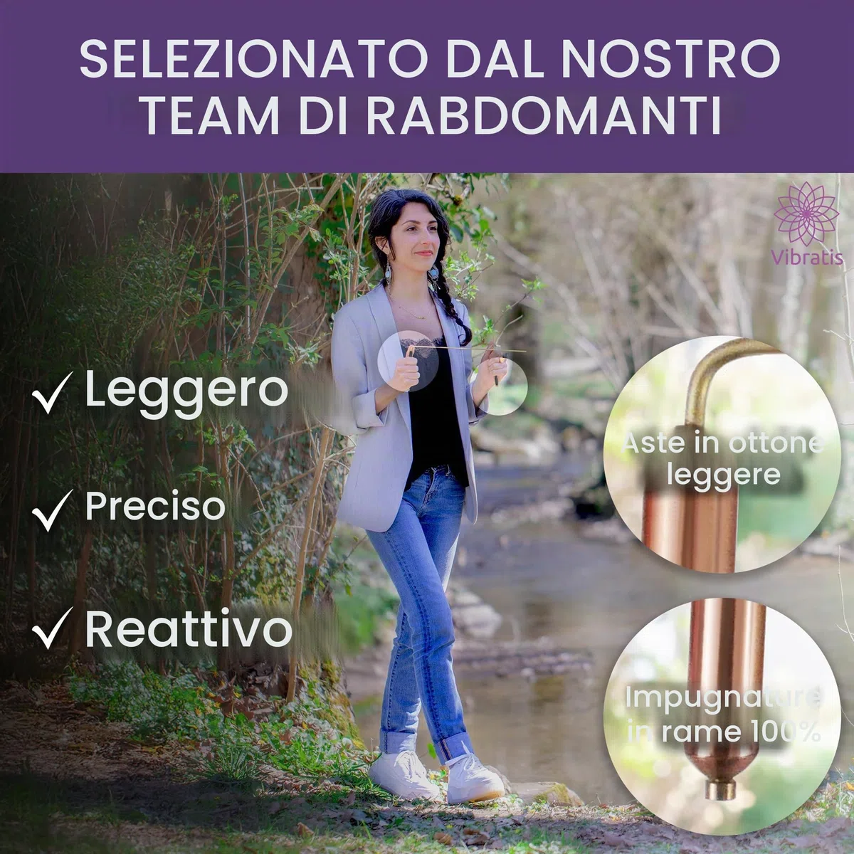 Vibratis Bacchette Rabdomante Professionali Modello Premium e Pendolo Divinatorio Quarzo Rosa | Bacchette Radioestesia Ideale per cominciare a darsi alla Radioestesia