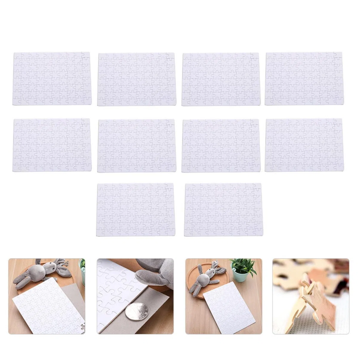 Uonlytech Puzzle Vuoto Sublimazione A5 80 Pezzi su Carta per Trasferimento Termico 10 Fogli Fai da Te per Pressa a Caldo Forniture per Puzzle Fotografico Decorativo e Creativo