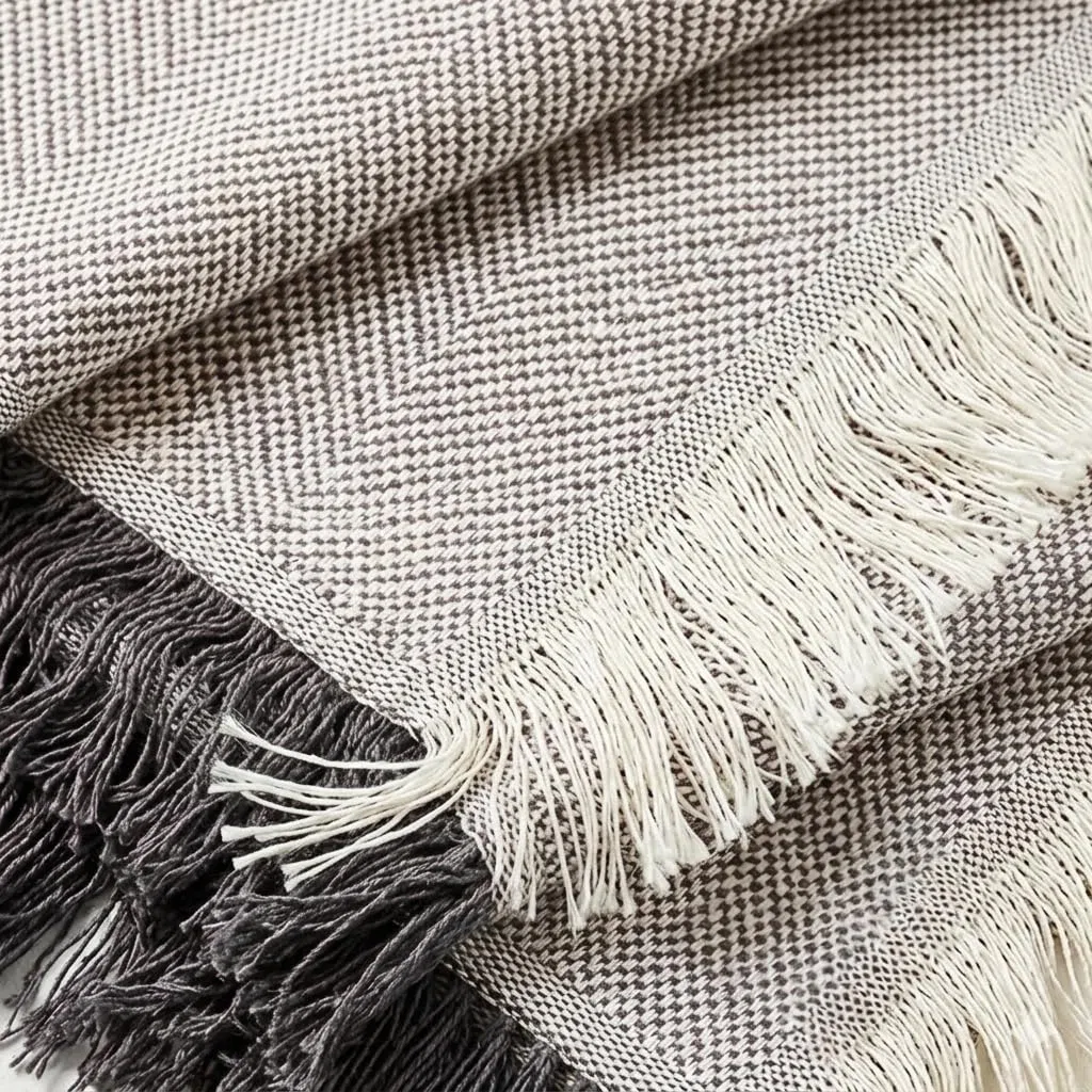 Martina Home Foulard, Tela, Ecru/Grigio, 230x260 cm