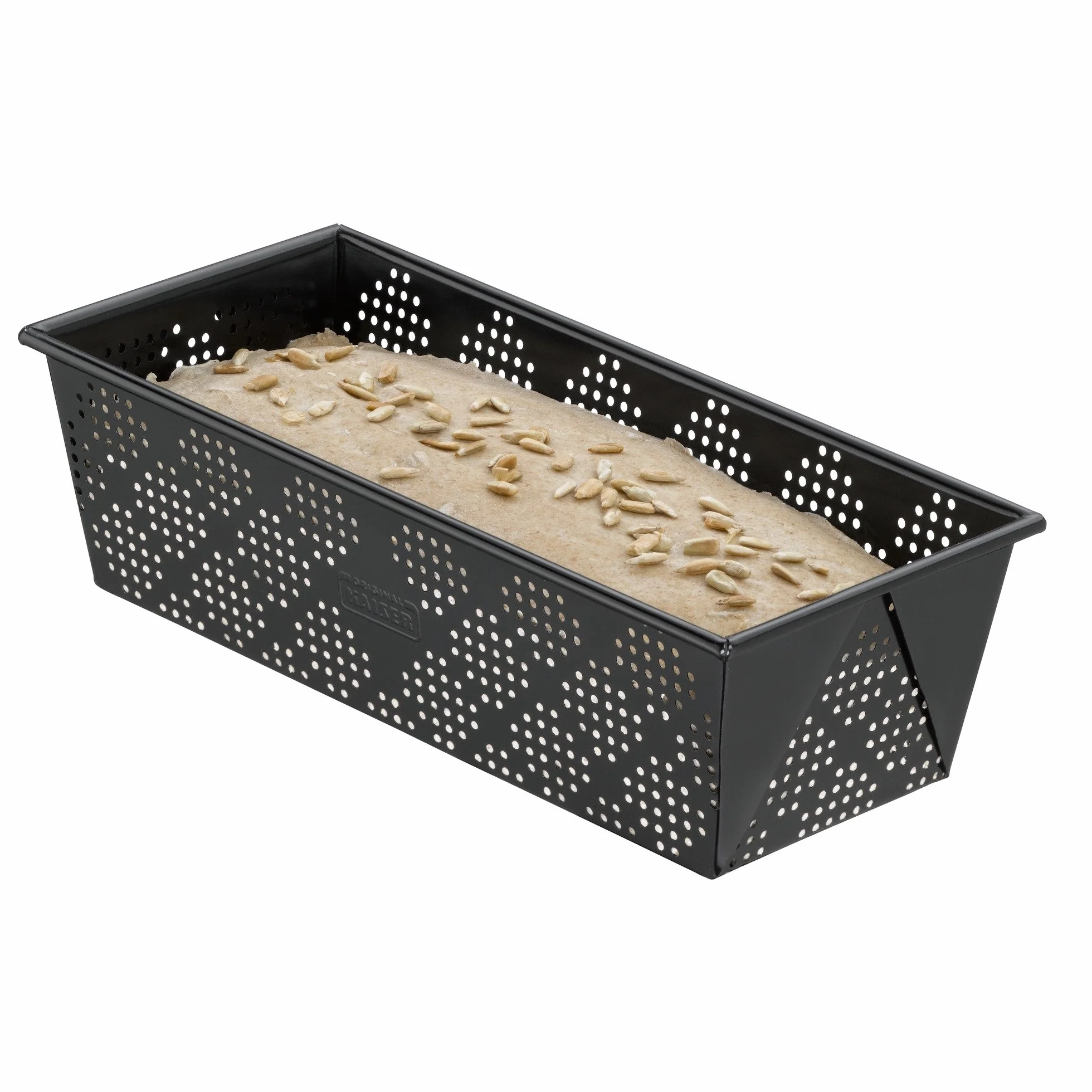 Kaiser - Forma per il pane Inspiration, perforato, 30 cm, con rivestimento antiaderente in acciaio, ricettario incluso