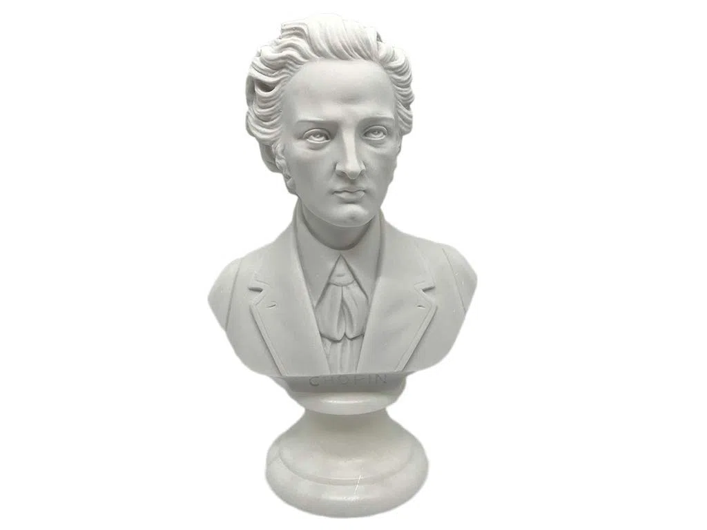 Busto Statua Design: Chopin - Riproduzione busto, scultura in marmo e resina - circa 15 cm, 350 gr. - Prodotto Made in Italy - Idea Regalo Casa
