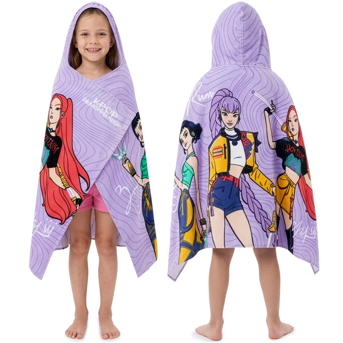 Get Trend KPop Demon Hunters Asciugamano Bagno Bambina con Cappuccio Telo Mare Estivo Cotone Morbido per Piscina Spiaggia e Bagno Idea Regalo Ragazza
