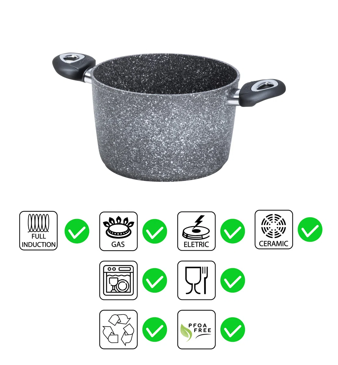 Aeternum, Madame Petravera 3.0, Pentola Antiaderente, Ideale per Induzione, Diametro 20 cm, Full Induction, Grigio