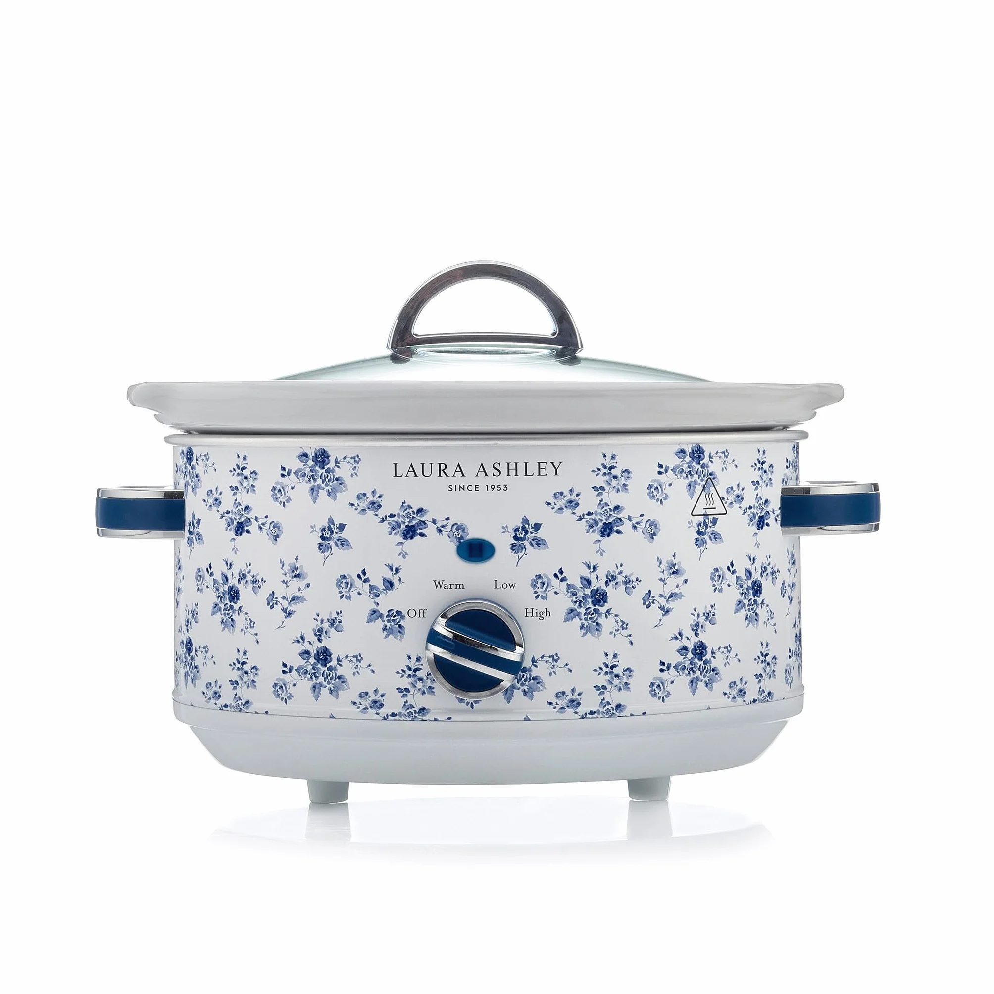 Laura Ashley Pentola Cottura Lenta 3,5 Litri con Stampa China Rose di VQ - Slow Cooker per 4 a 5 Persone, Economica in Energia, con 3 Impostazioni di Temperatura e Coperchio in Vetro Temperato