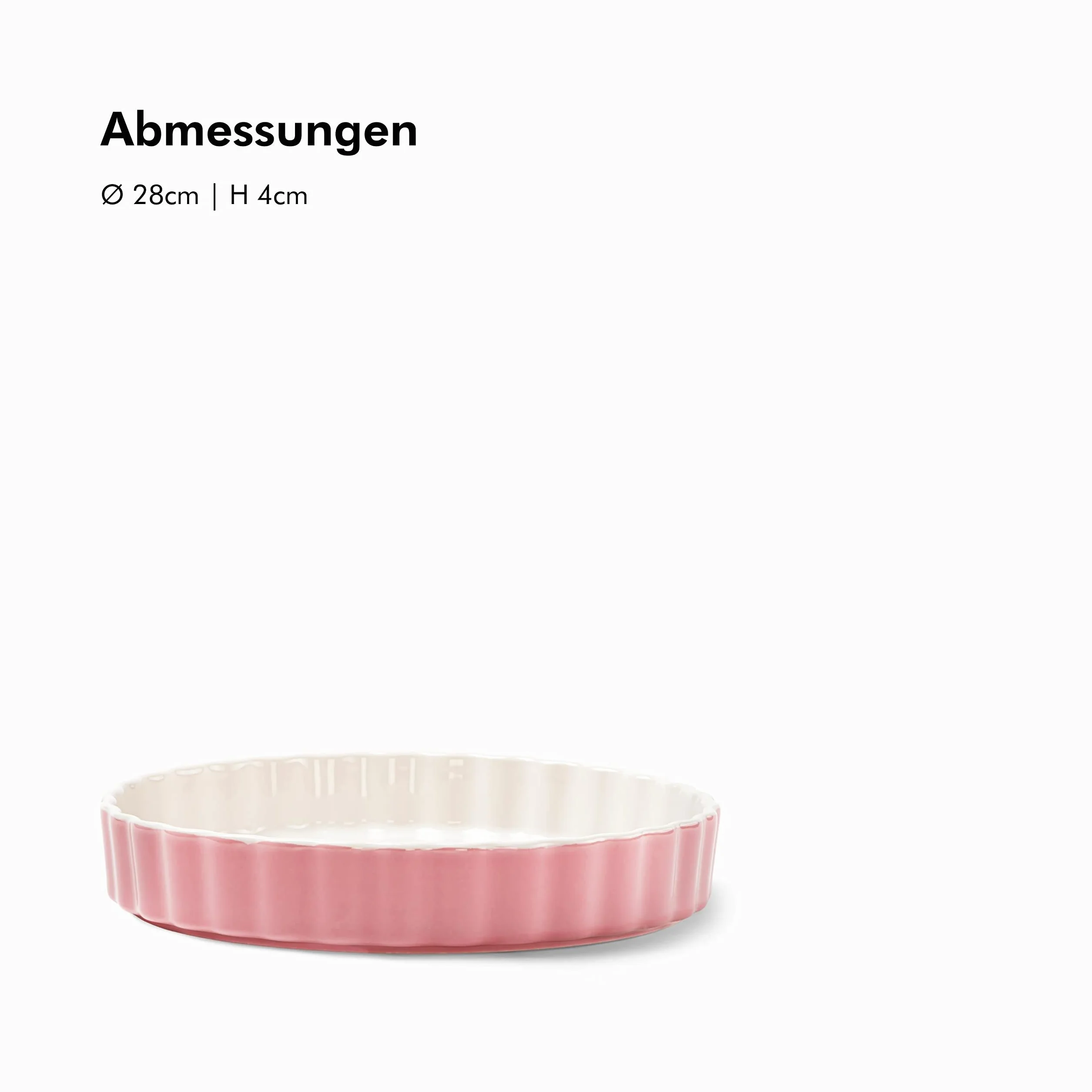 KIVY Teglia Forno [28 cm] | Ceramica Antiaderente | Stampo per Dolci in Ceramica Rosa | Stampa per Torte e Quiche