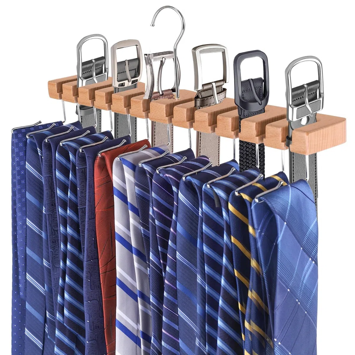 Portacravatte Da Armadio,Gancio per Cintura in Legno,Appendiabiti per cintura con Gancio per Cinture,Sciarpe,Cravatte