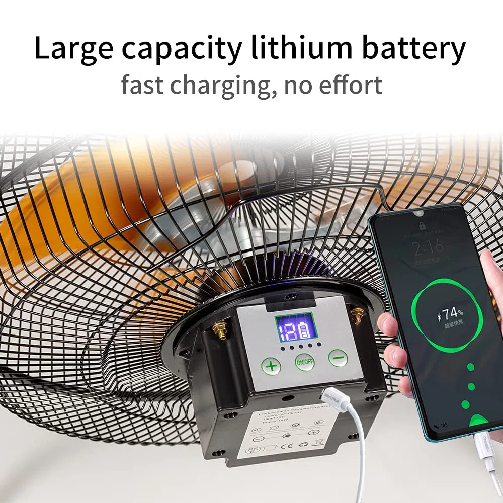 lcocove Il ventilatore a batteria può funzionare 5-24 ore, ventilatore ricaricabile per campeggio, patio, pesca, con uscita USB per telefono