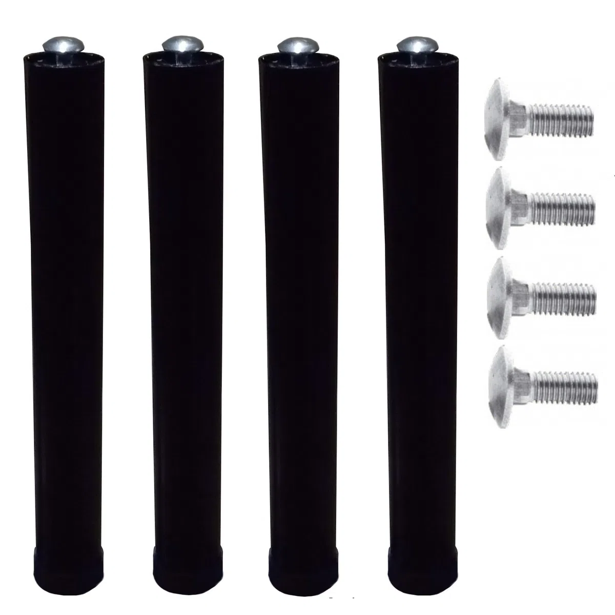 DOLCI SOGNI Set 4 Piedi Letto, Piedi per Rete a Doghe Universali, Fissaggio con Bullone, Gambe Letto in Acciaio Nero, Altezza 30 cm, Piedini letto Matrimoniale e Singolo, 100% Made in Italy