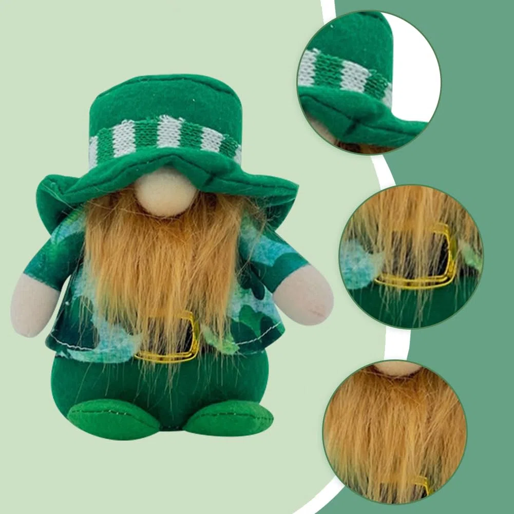 GORGECRAFT 2 Stili Gnomi Del Giorno di San Patrizio Decorazioni per Bambole di Peluche Cappelli Verdi Irlandesi Folletto Trifoglio Fortunato Quadrifogli Statuetta Nana Mr e Mrs Coppia di Anziani Ornam