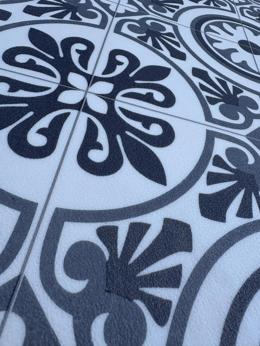 Passatoia Per Cucina In Vinile | Tappeto in PVC Lavabile | Runner Aderente e Robusto | Largo 50 cm | Mattonelle Azulejo Cementine (cm_50_x_120, Azulejo Grigio)