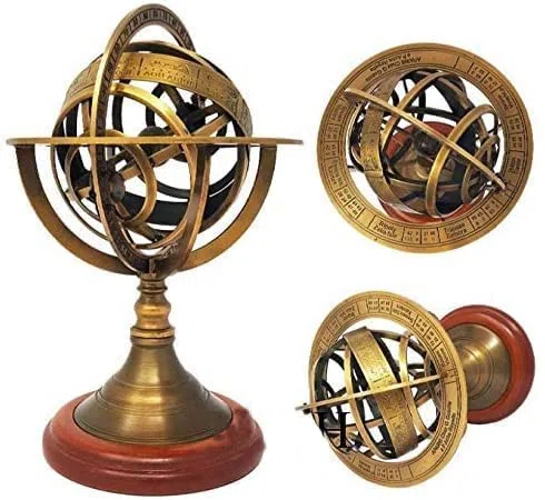 Sfera Globe Ottone Antico Da Tavolo Armillary