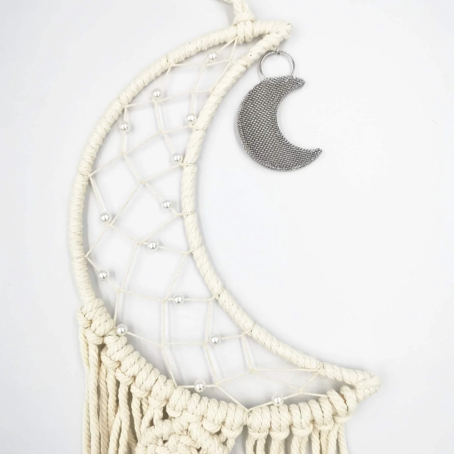3 Pezzi Macramé Boho Acchiappasogni Decorazione della Parete Sole e Luna e Stella Arazzo Intrecciato Bohemian Chic Wall Art Decor per Casa Regalo Ragazza