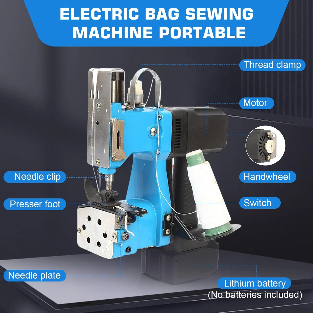 Macchina da Cucire Portatile Compatibile con Batteria Makita 18V, Macchina da Cucire per Sacchi, Cucitrice Portatile per Tessuti Closer Stitcher per Sacchetti di Sacco, Tessuto (Batteria non inclusa)