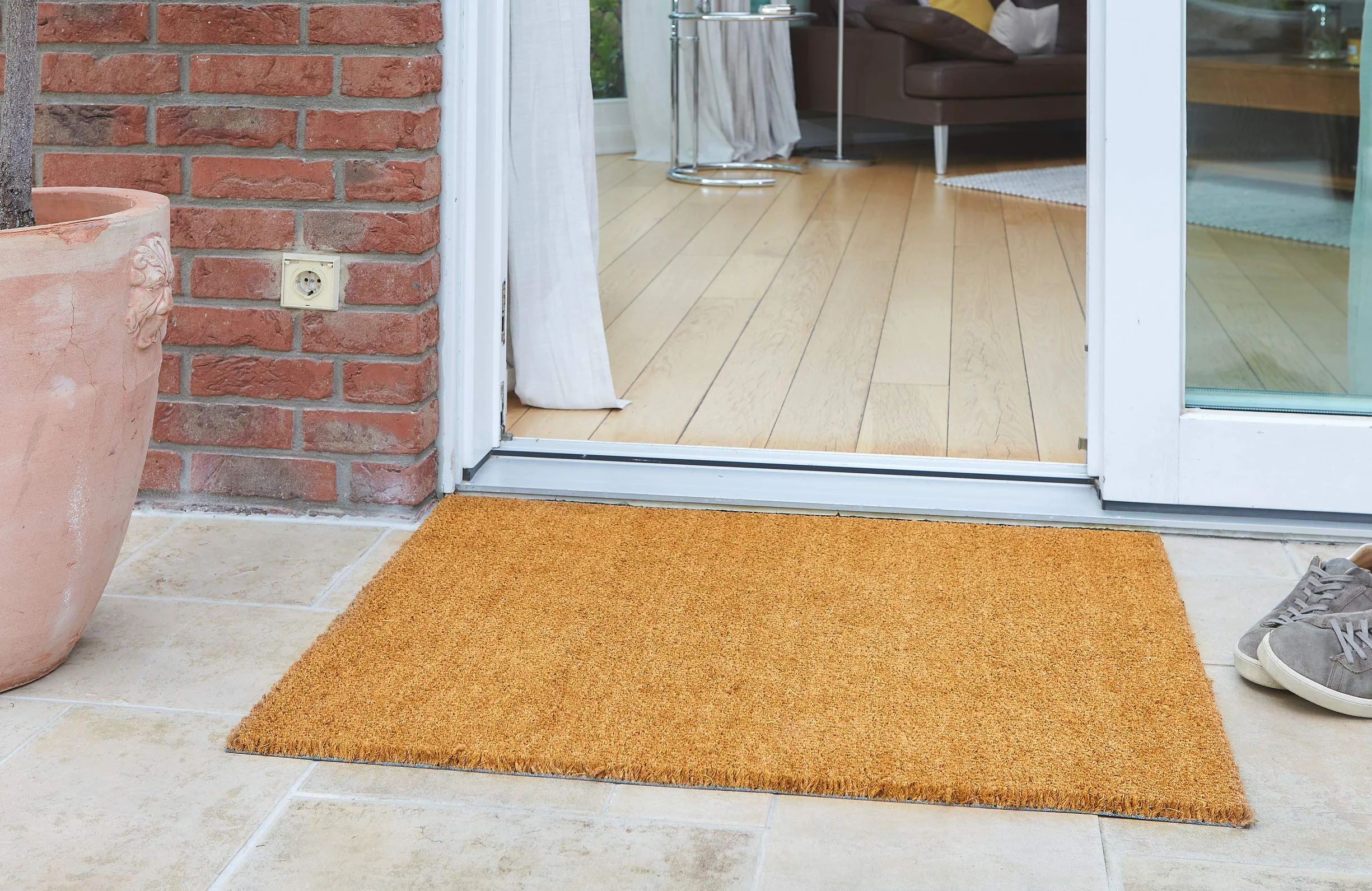 Carpido Zerbino in cocco antiscivolo - 40 x 60 cm naturale - Fibra naturale sostenibile per esterni coperti - 100% cocco - Tappetino per ingresso