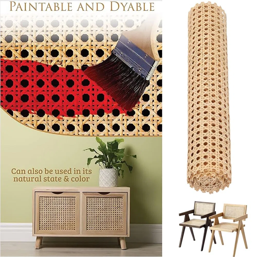 HEYOUTH Larghezza Fettuccia Rattan, Fettuccia Aperta Foglio di Rattan Intrecciato,Larghezza in Rattan,con pressa a Barra Circolare da 2-6 Metri,per Mobili Sedie Armadietti,DIY Craft(2 m x 35 cm)