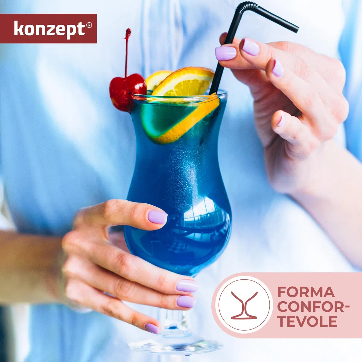 Konzept 11 - Set di 6 bicchieri da cocktail da 460 ml – bicchieri trasparenti da caffè ghiacciato, frappè e bicchieri da long drink – ideali per birra, gelato e coctails