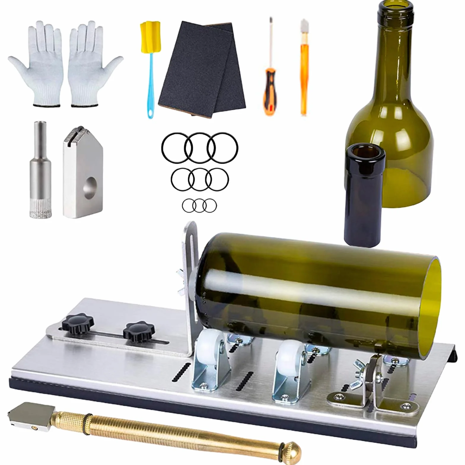 Vegena Set Tagliabottiglie in Vetro, Tagliabottiglie per Bottiglie, Tagliabottiglie per Bicchieri da Vino, Kit Tagliabottiglie, Tagliabottiglie Fai-da-Te per Tagliare Bottiglie, Vino, Birra, Liquore