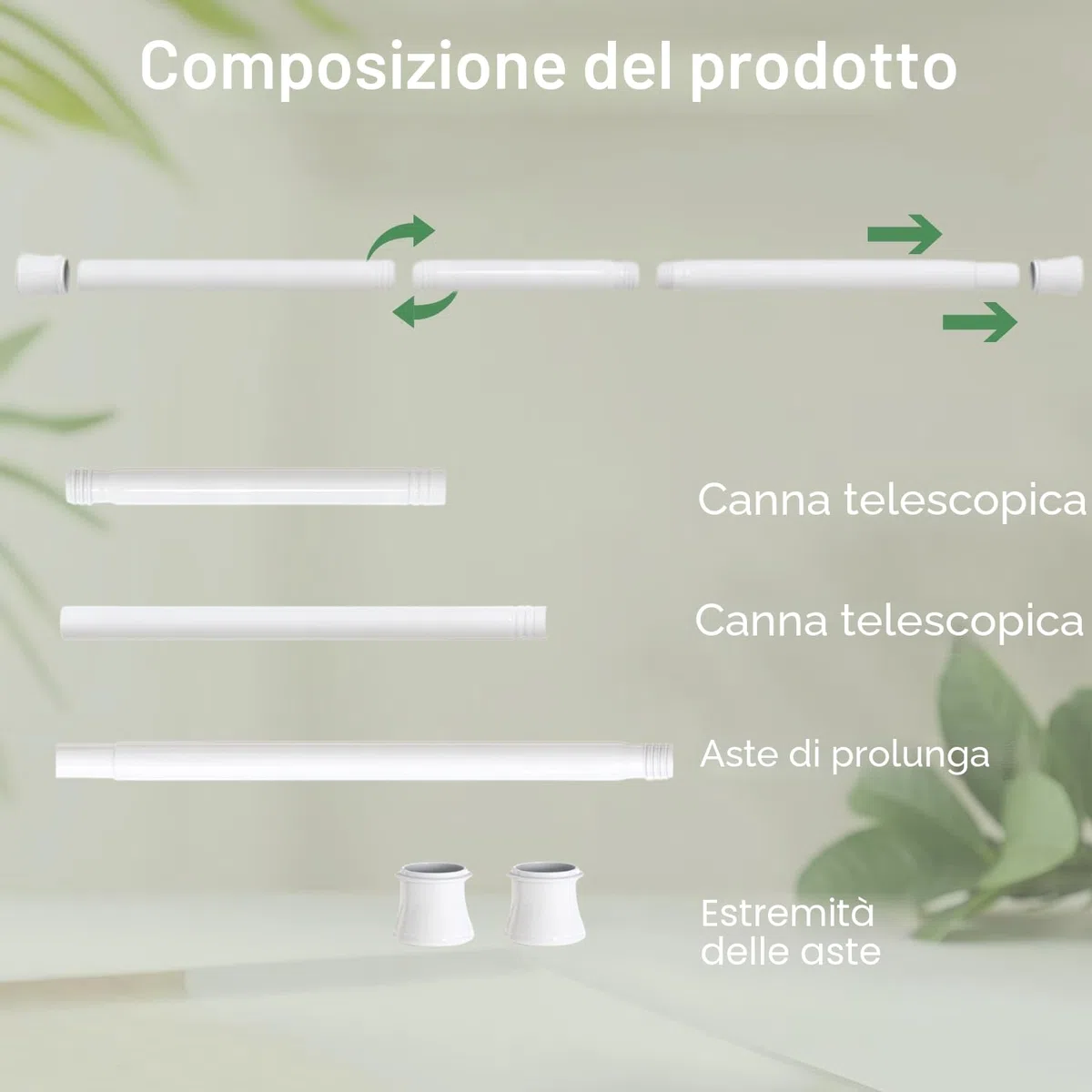 1 asta per tende estensibile senza fori per tende, cucina, armadio, non sono necessari attrezzi 69-90 cm, color argento
