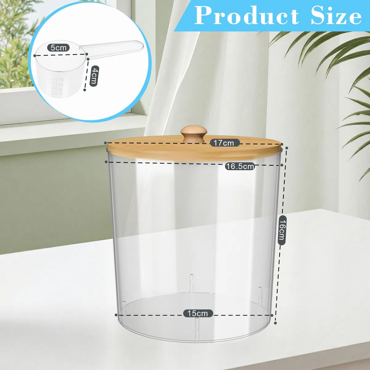 Confezione da 2 contenitori per detersivo per bucato con cucchiaio ed etichetta, contenitore per detersivo per bucato di grande capacità da 4 litri con coperchio in bambù