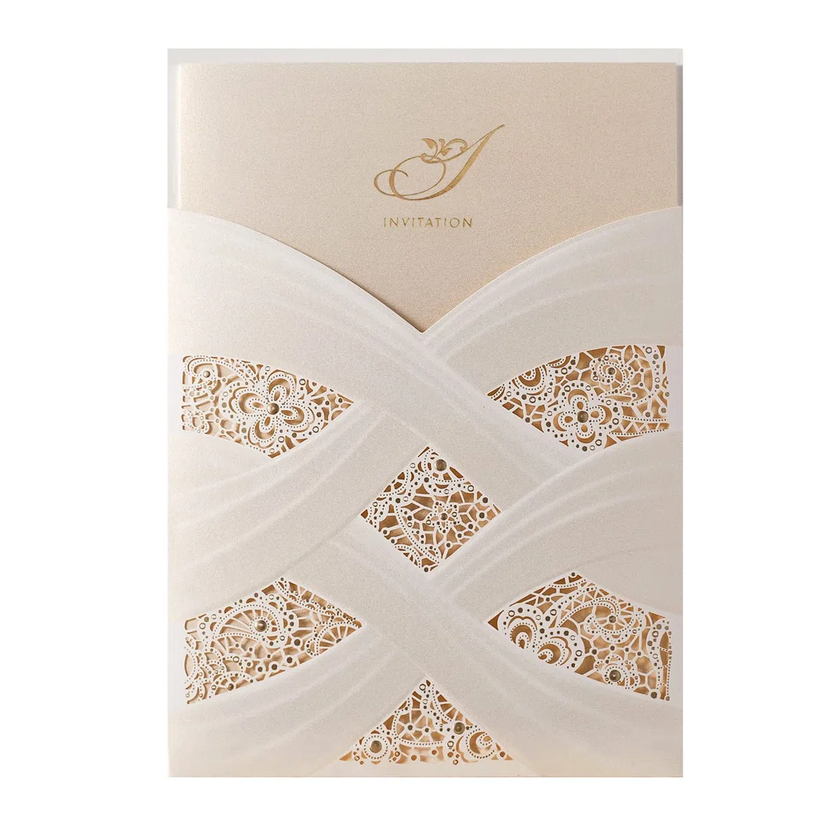 Hosmsua 20x Biglietti per inviti di nozze con tasca tagliata a laser, Set elegante per fidanzamento e matrimonio, disegno floreale, con eleganti sigilli per buste, bianchi, 20 pezzi