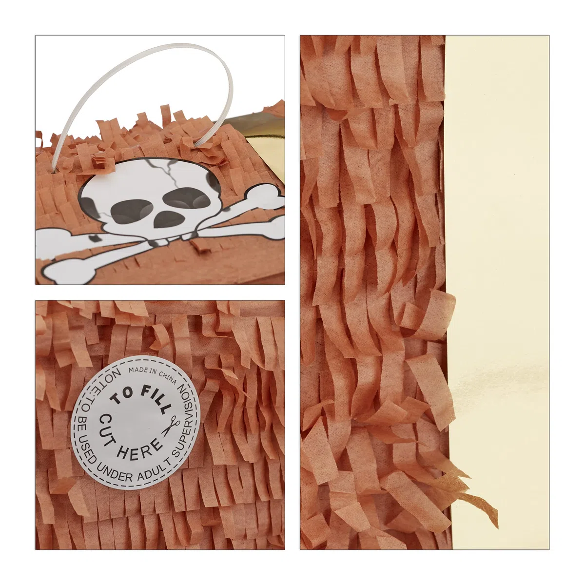 Relaxdays Pignatta Forziere del Tesoro da Riempire, per Feste di Compleanno Bambini, HxLxP: 27 x 30 x 23 cm, Marrone