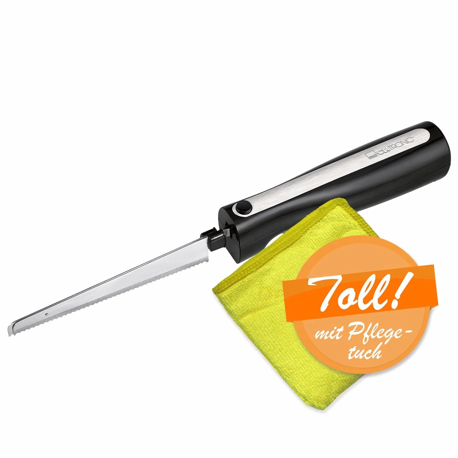 Coltello elettrico per pane di carne con doppie lame in acciaio inossidabile, inclusa scatola e panno per la pulizia - potente motore da 120 watt - silenzioso, lavabile in lavastoviglie