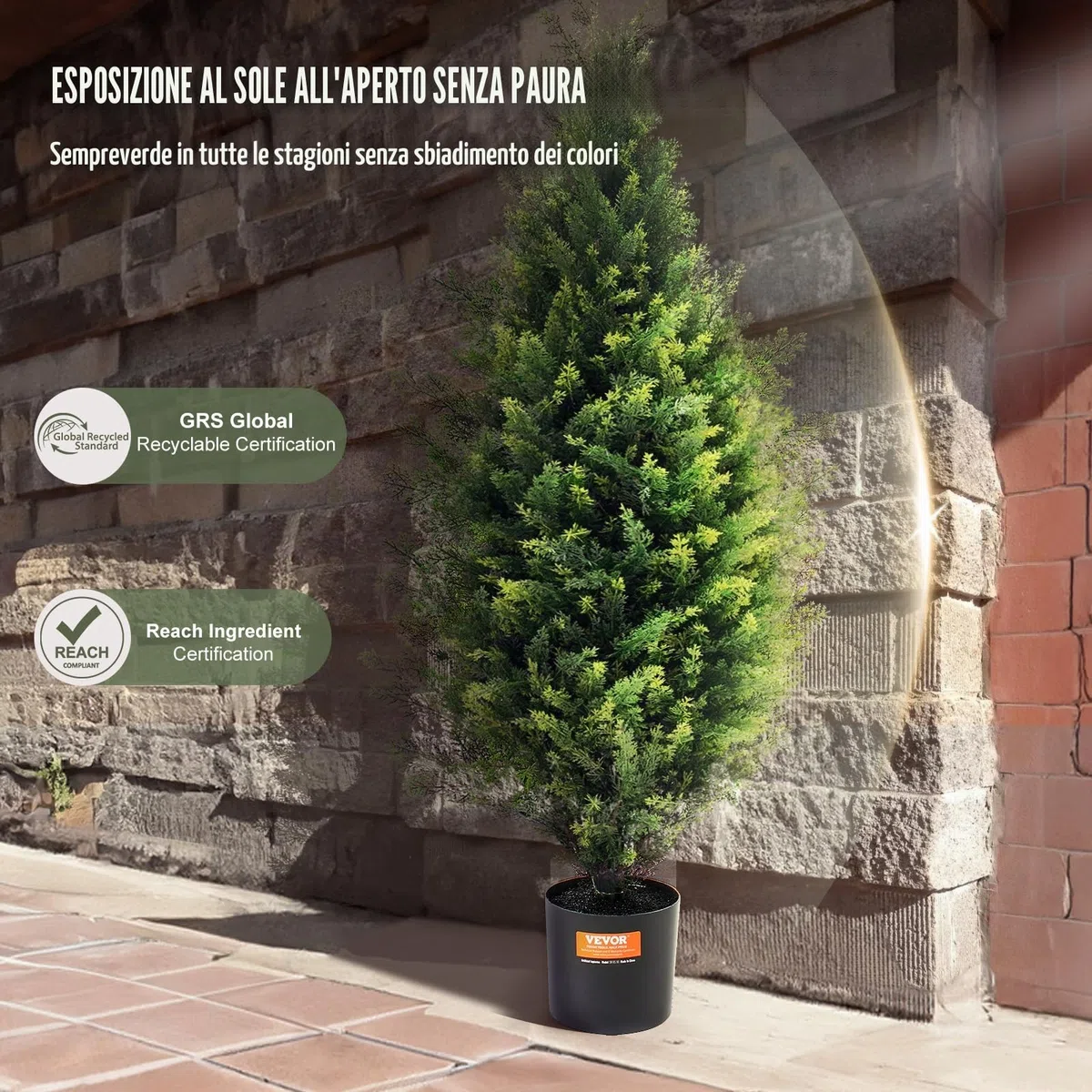 VEVOR Albero Topiario di Cedro Artificiale, Alto 91,4 cm Realistiche Piante in Vaso di Pino con Foglie Extra, Set di Verde Artificiale Protetto dai Raggi UV per Domestica di Interni Esterni (2 Pezzi)
