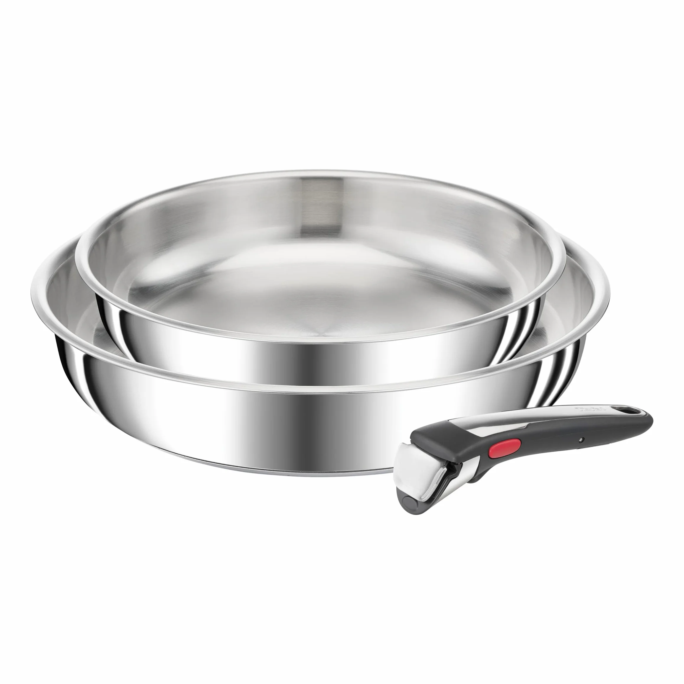 Tefal Ingenio Preference On - Set di 2 padelle 24/28 cm + Manico Rimovibile, induzione, Acciaio Inossidabile, impilabile, Lavabile in lavastoviglie, Made in France L9759002