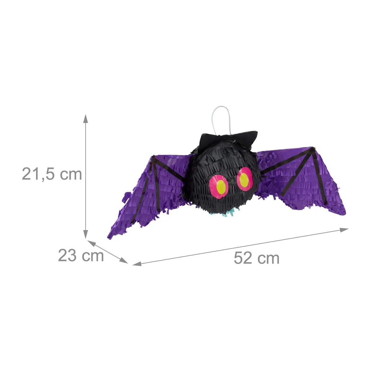 Relaxdays Pignatta a Forma di Pipistrello, da Appendere, Bambini e Adulti, da Riempire, per Halloween & Compleanni, nera